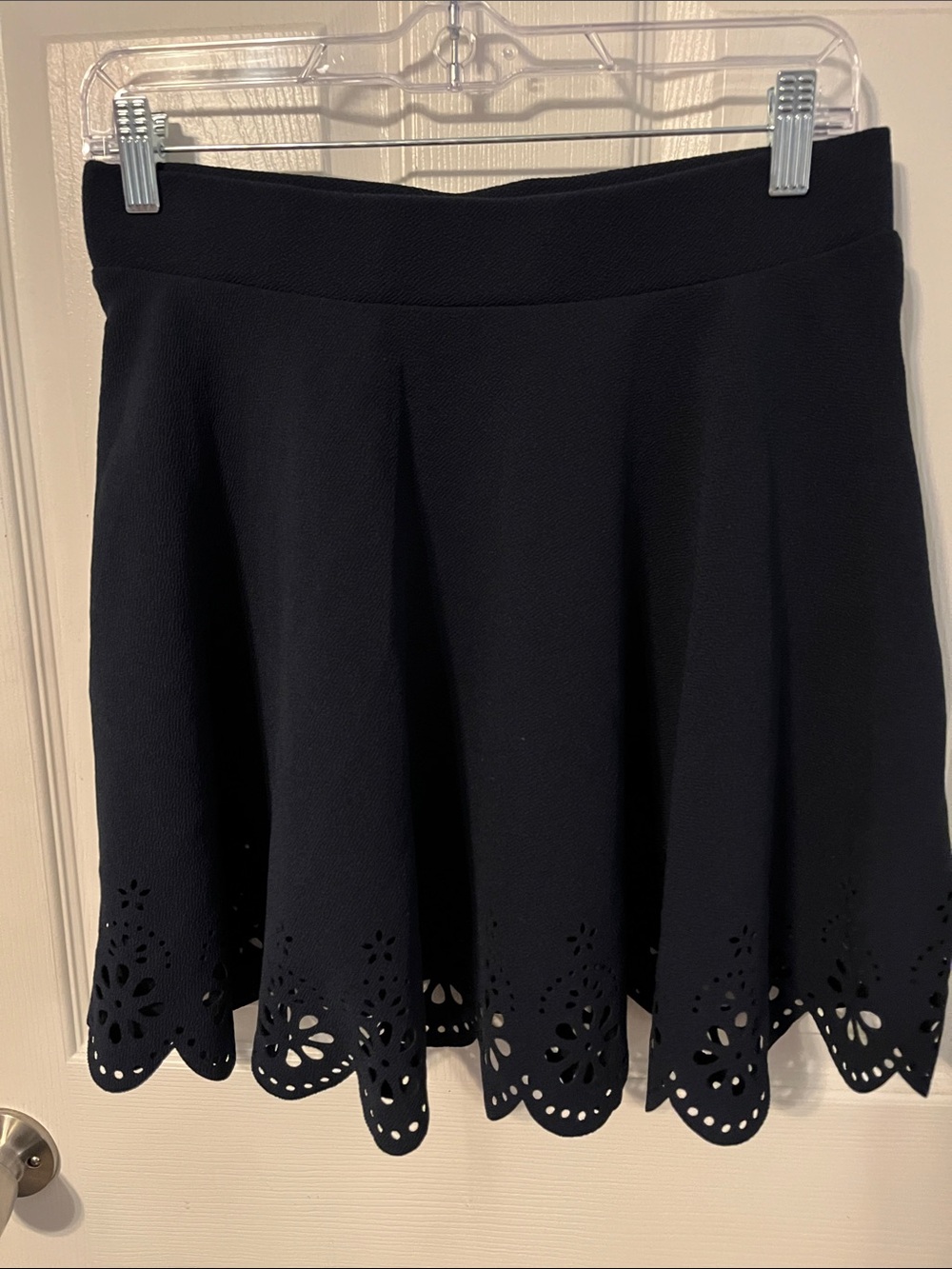 NWT Midnight Blue Laser-Cut Hem A-Line Skirt